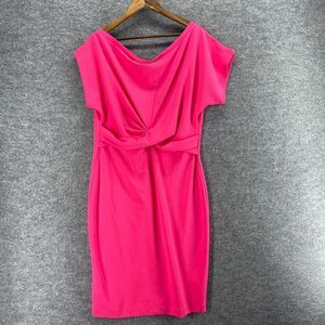New Gibson Latimer Dress Women 2XL Pink V-Neck Sheath Midi Short Sleeve Casual